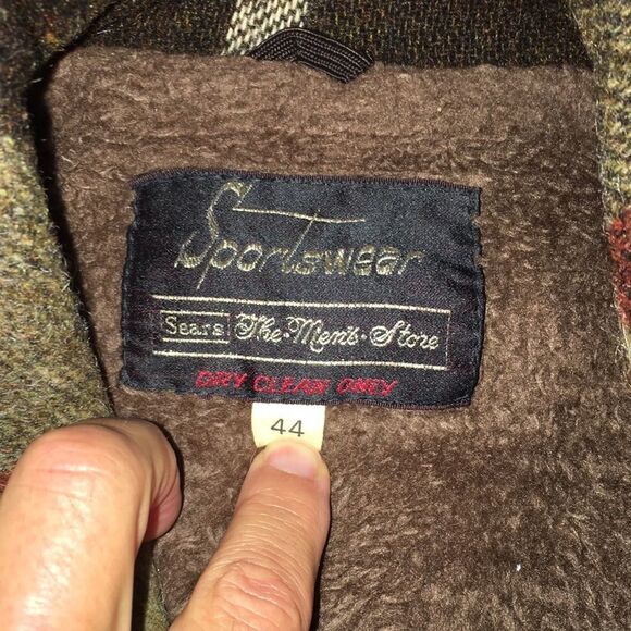 Vintage Maine Plaid Sherpa lined Sears Retro Hipster lumberjack Shirt Jacket 44 - Picture 2 of 6